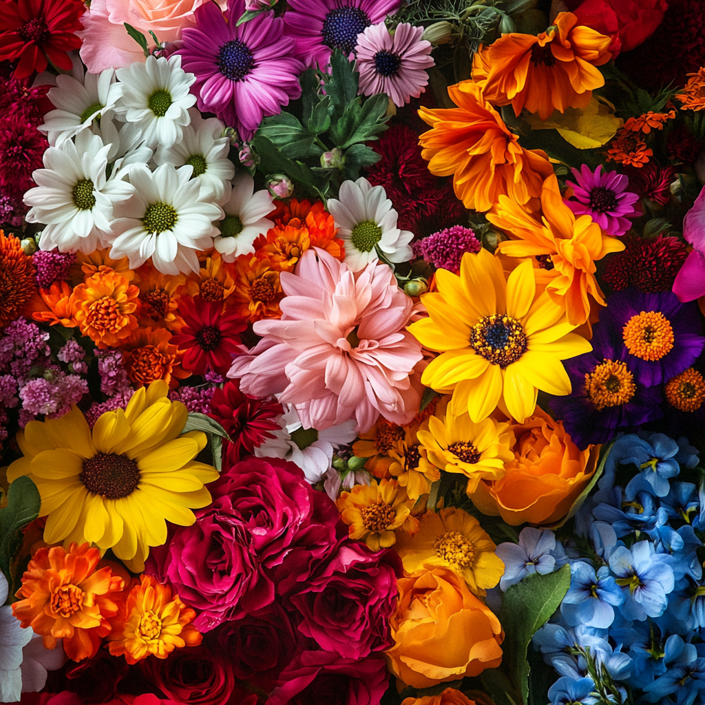 Colorful blooms in natural setting