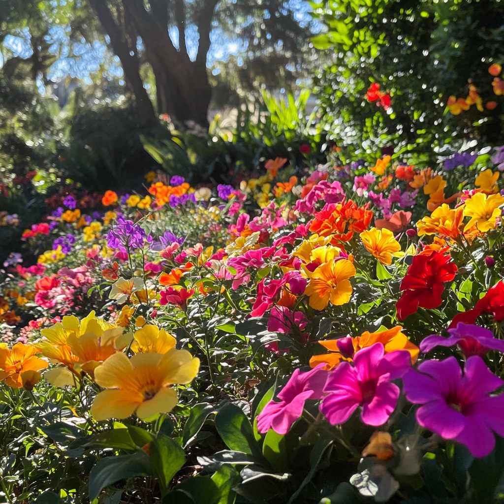 Colorful Flowers Garden Sunlight iPhone Photo