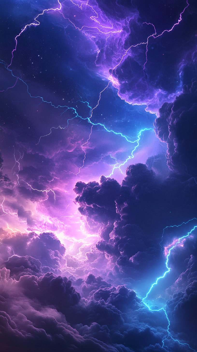 Vibrant purple and blue lightning