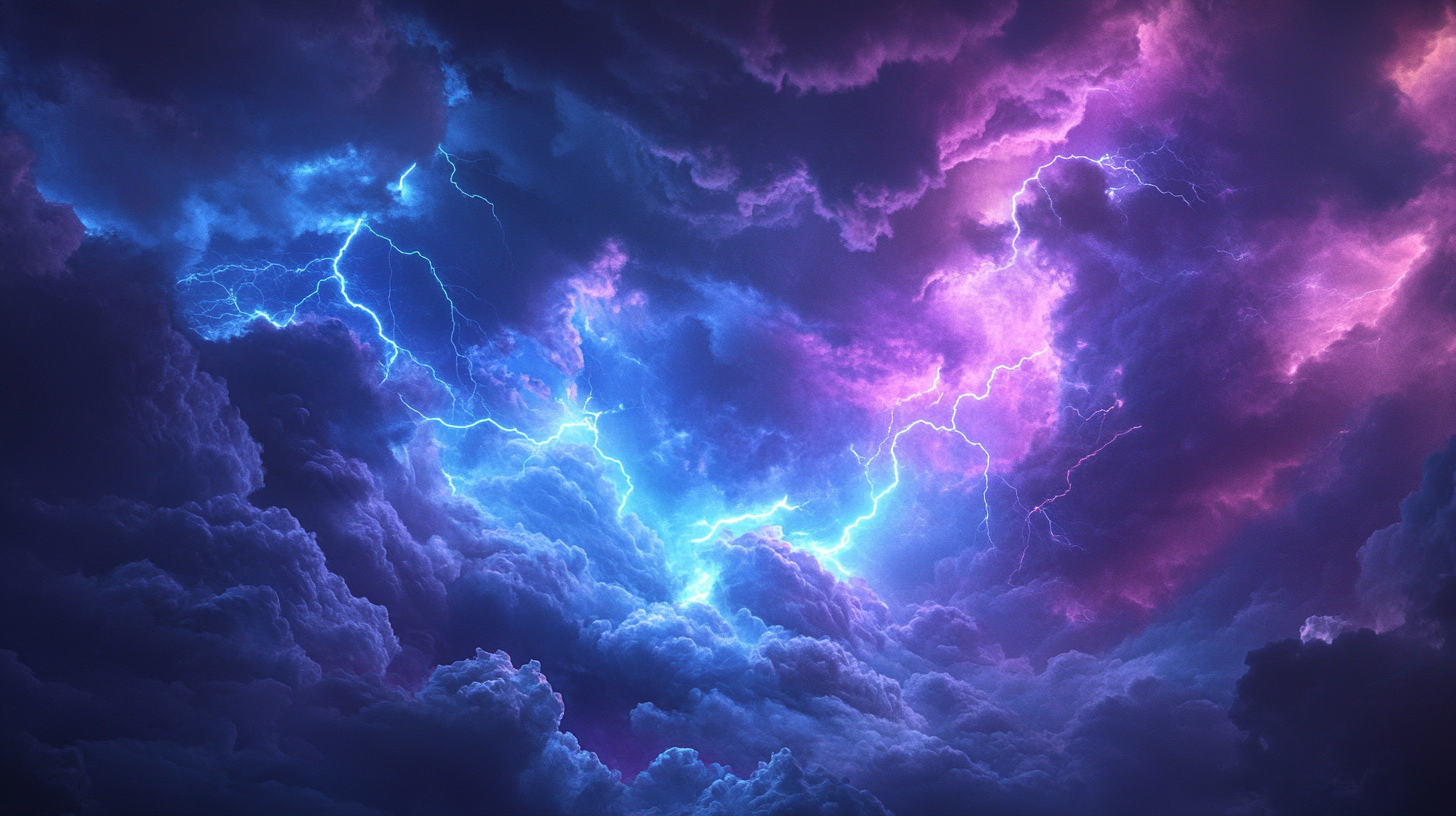 Stunning lightning in vibrant colors