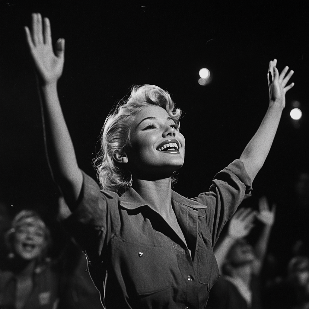 Vintage blonde woman on stage