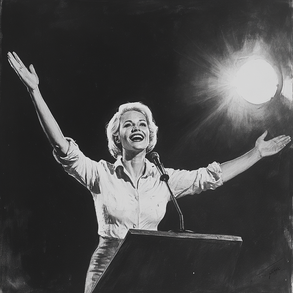 Woman political speech 1960s black white