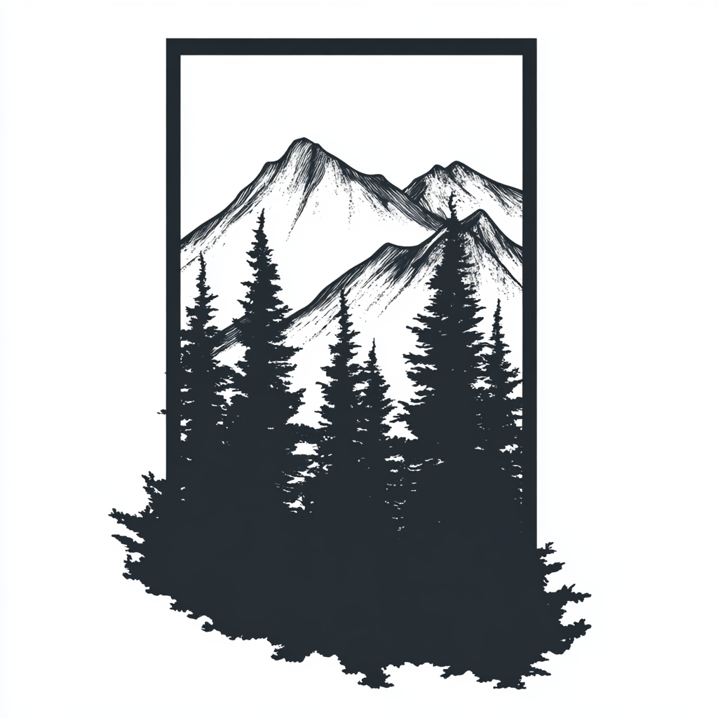 Rocky Mountain Trees Minimalistic Design