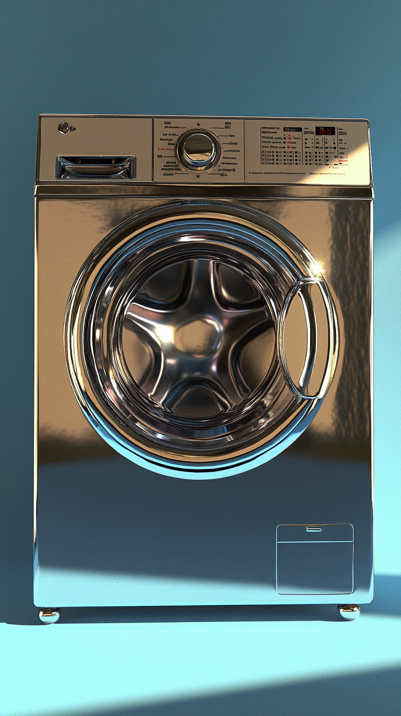 Modern washing machine on blue background