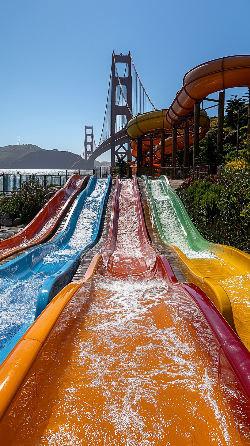 Golden Gate Bridge water park slides