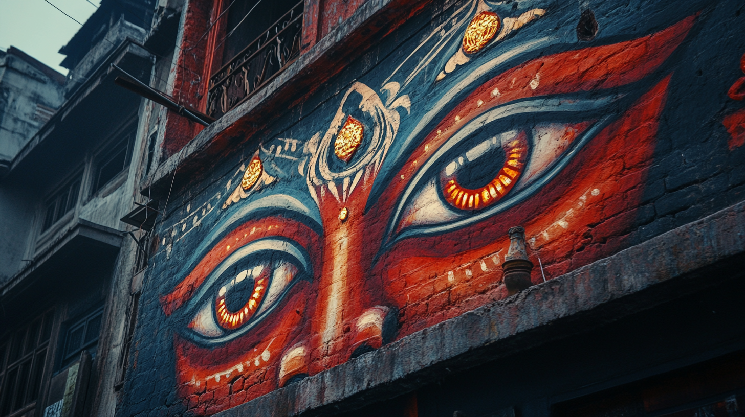 Kali Eyes Painted Building Wall