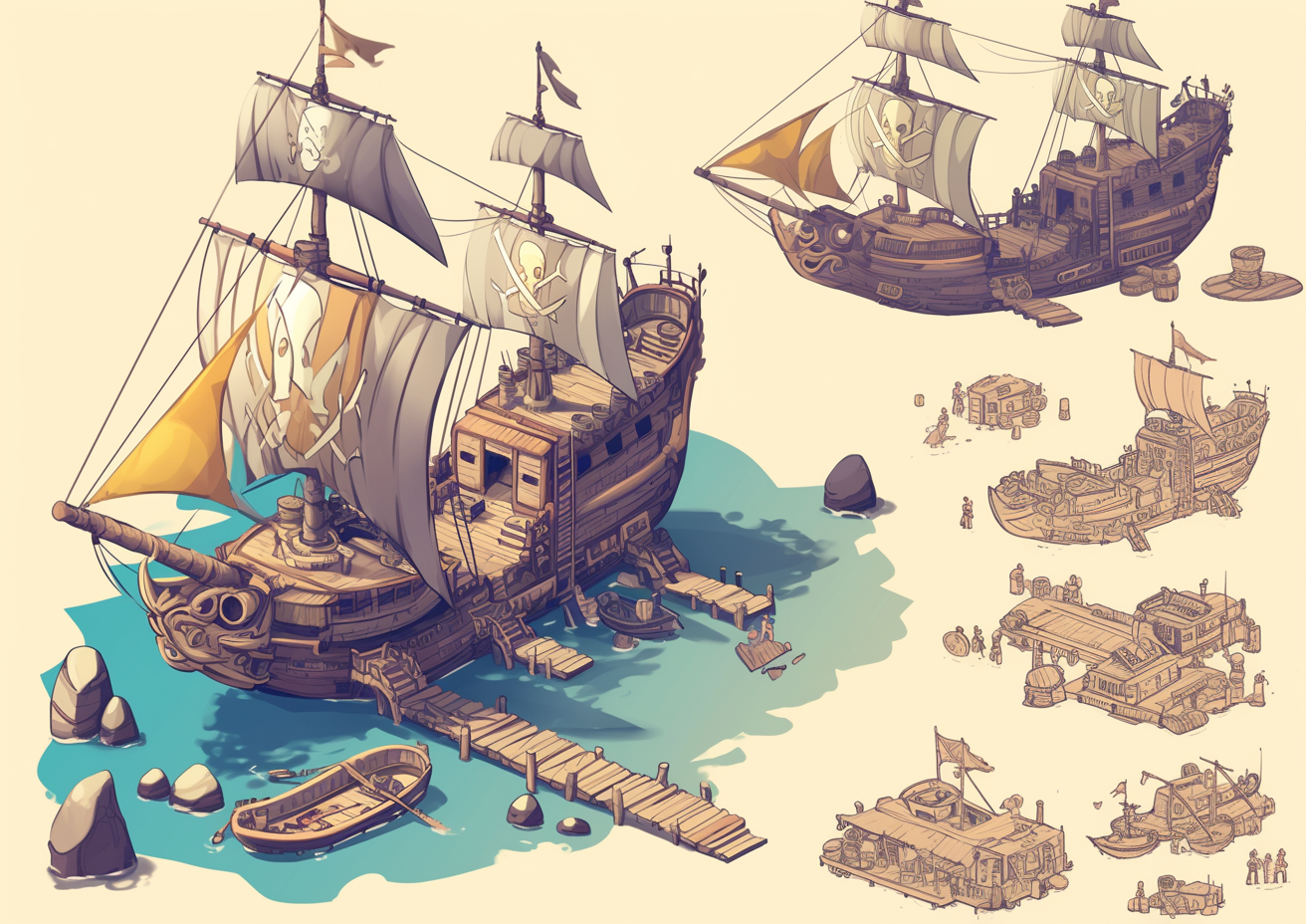 Pirate Ship Cartoon Art