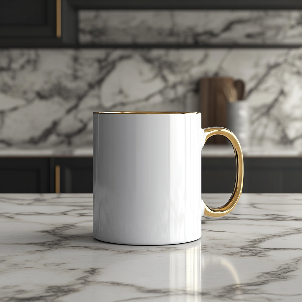 White Mug Mockup Kitchen