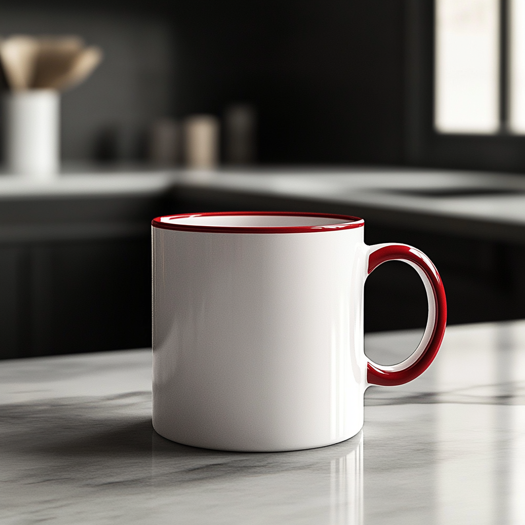 Blank White Red Mug Mockup