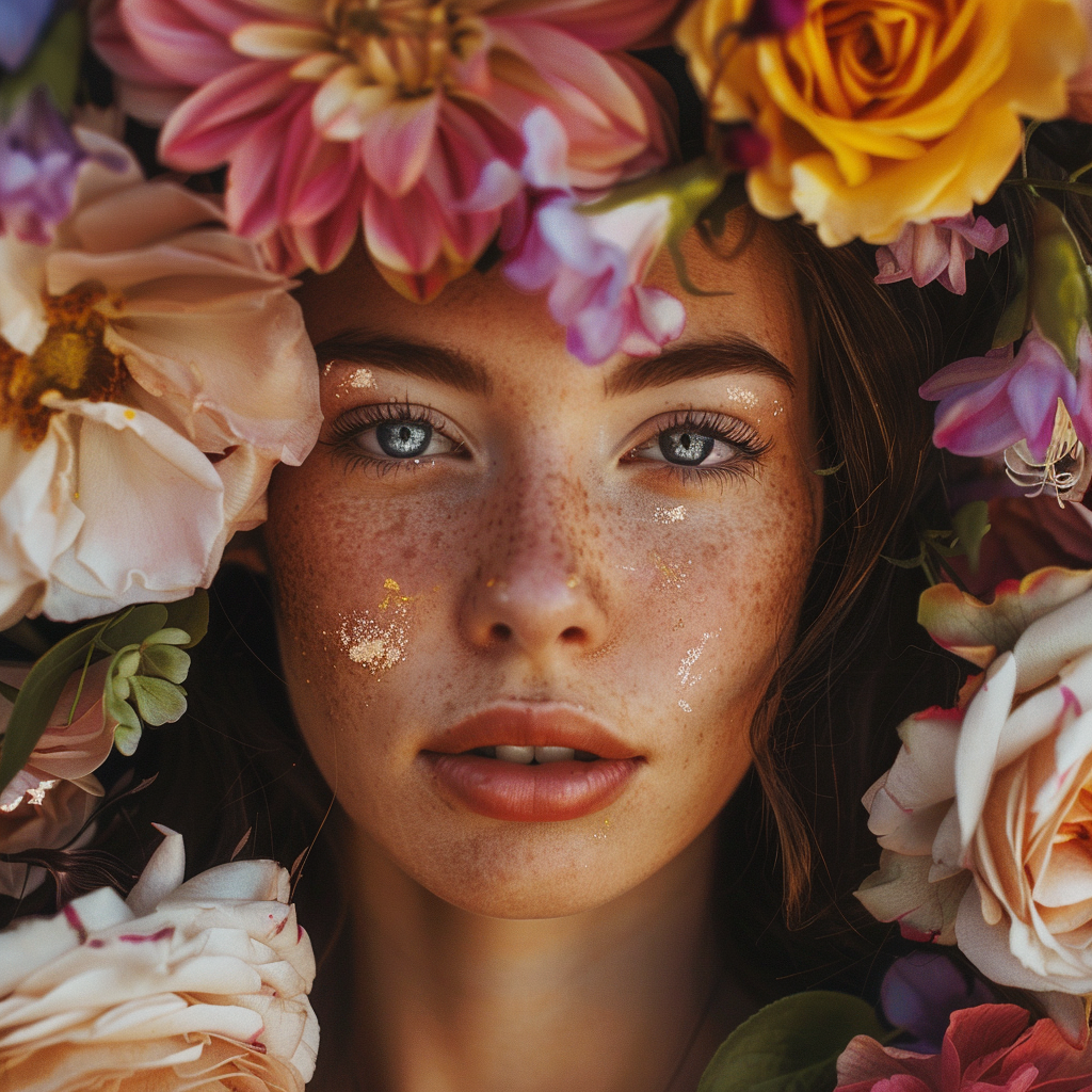 Woman with flower crown portrait