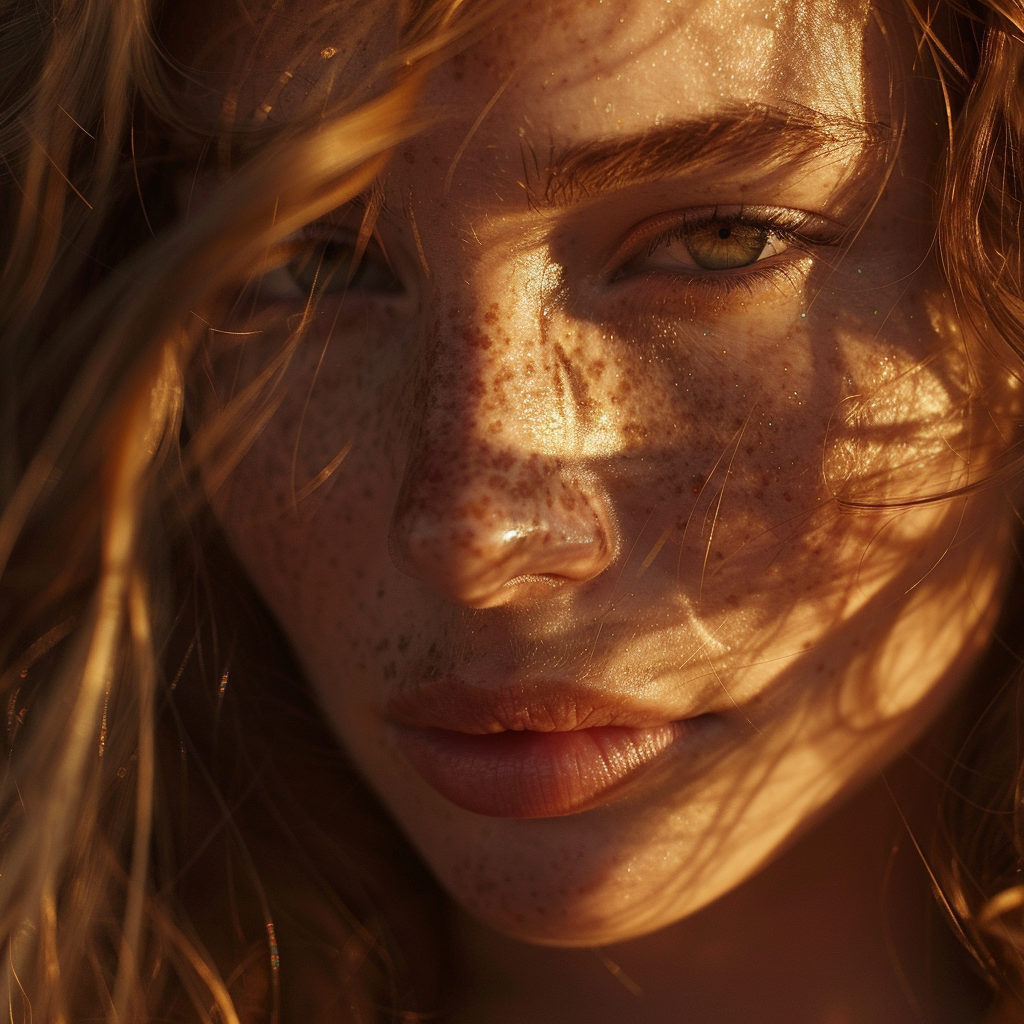 Woman in Golden Sunlight Portrait