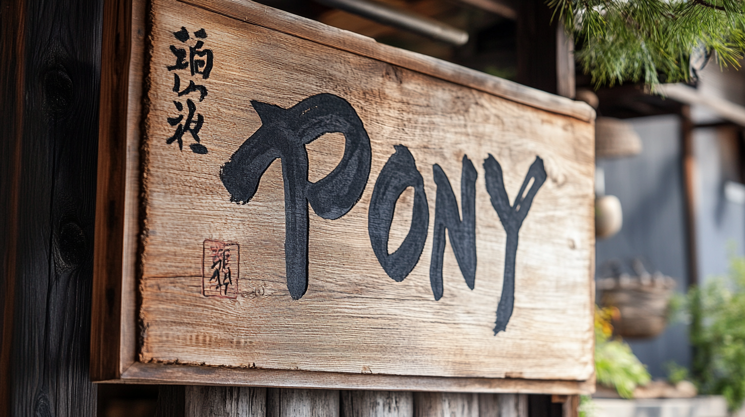 Pony Calligraphy Wooden Signboard Zen