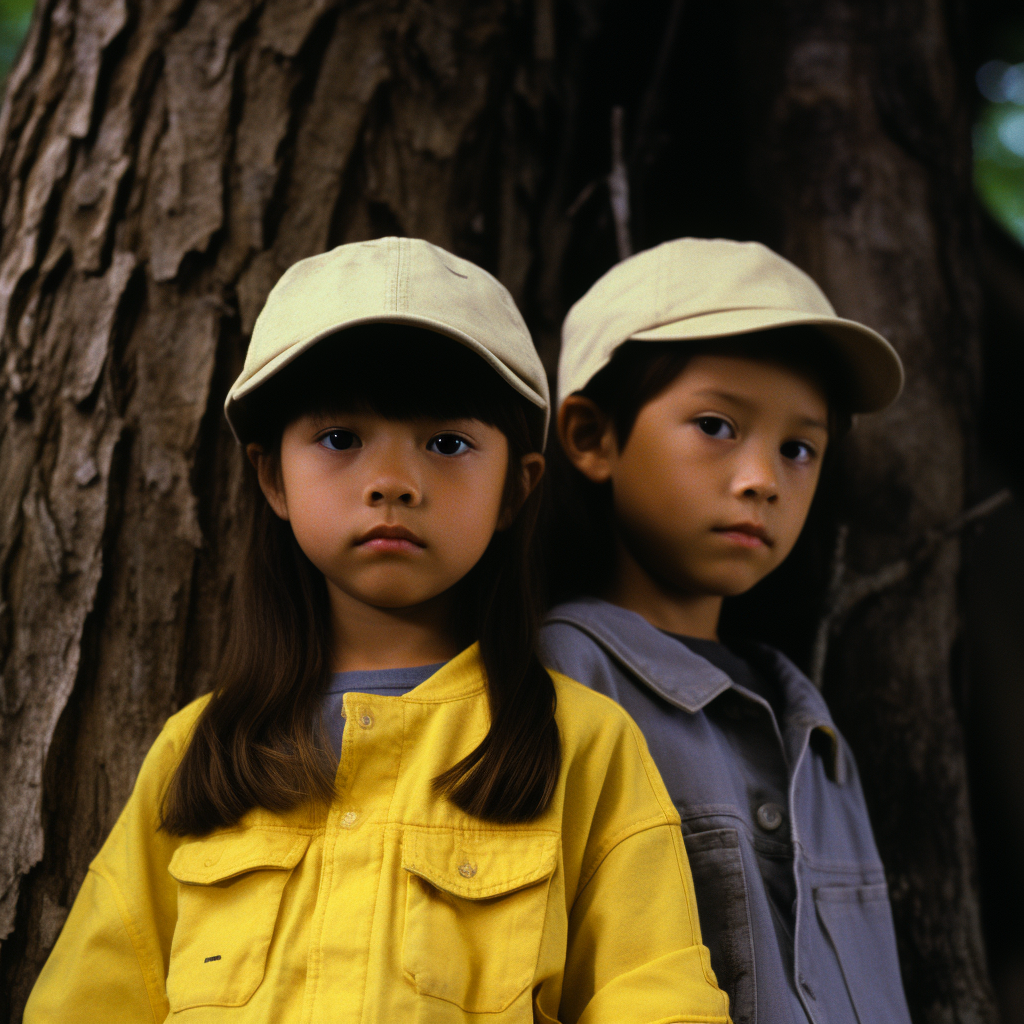 Young kids in mysterious forest