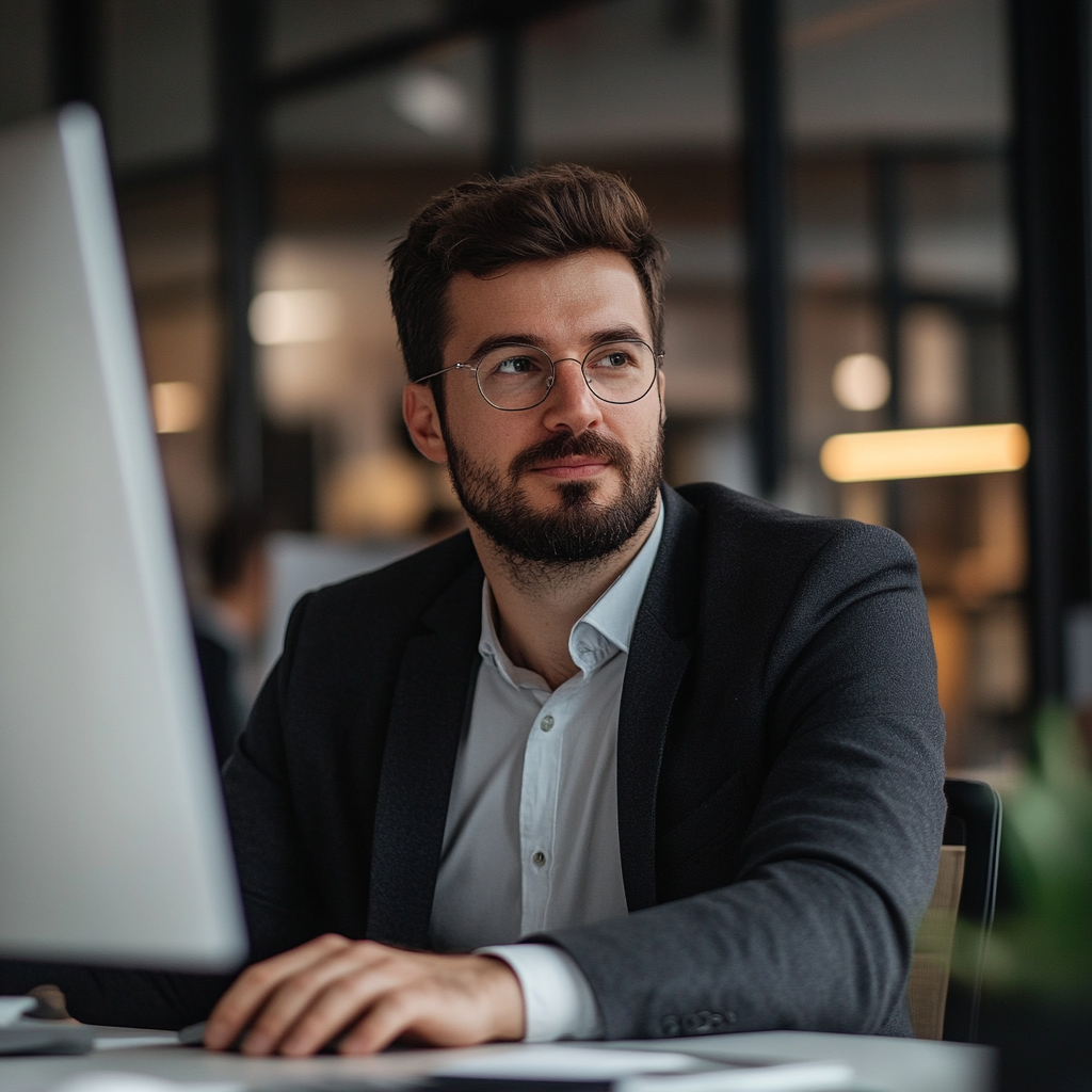 Young Businessman at Computer Desk