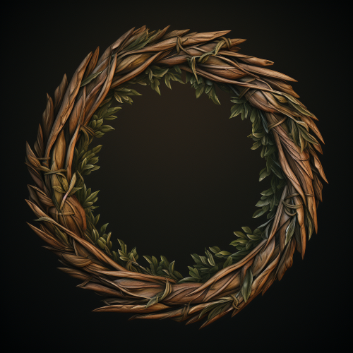 4.  Green laurel wreath made from roots