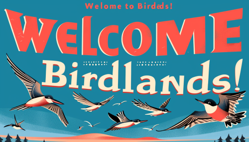 4. Vibrant and enticing mid-century travel poster design with birds in flight