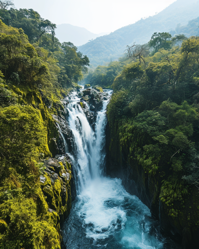 4. Aerial view of majestic waterfalls ?
