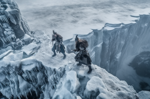 4. Brave Vikings Scale Icy Peak Amidst Blizzard