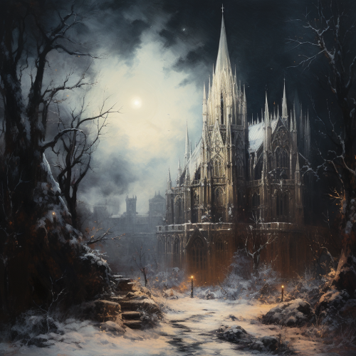 4. Image of Gothic Cathedral in Winter Night 4. Image of Gothic Cathedral in Winter Night
