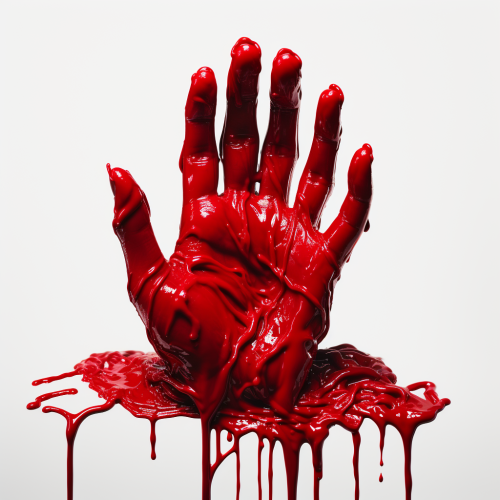 4. ALT Text for Image -  Colorful handprints dripping red paint