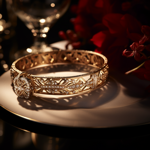 4. ALT Text for Image -  Exquisite YSL Bracelet on Elegant Dinner Table