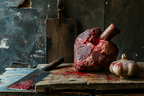 4. Cow heart and meat cleaver image