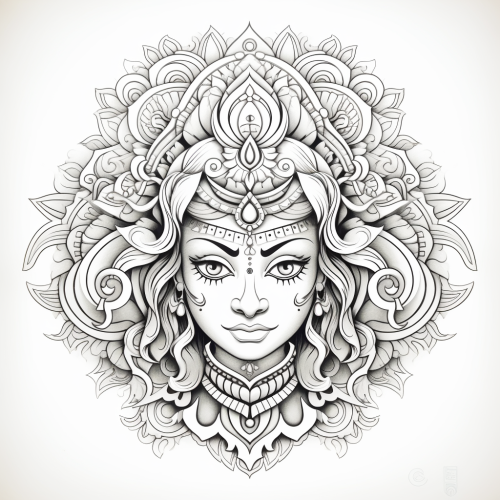 4. Spiritual Durga Mata Face Outline Image