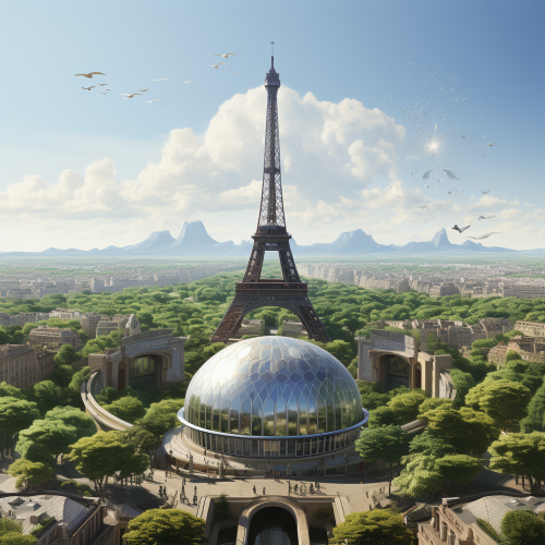 4. Vibrant French cityscape at sunset