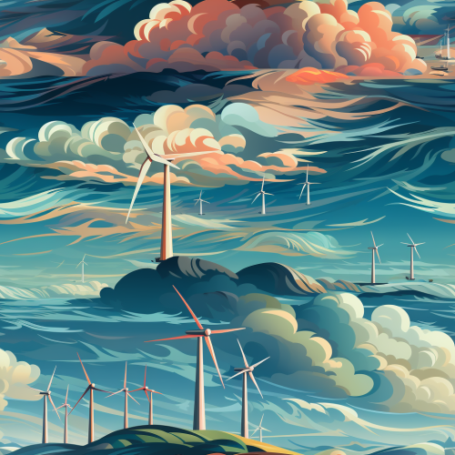 4. Stunning offshore wind turbine on blue background