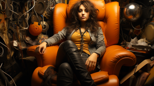 Stunning Model Lounging in Chaotic Background