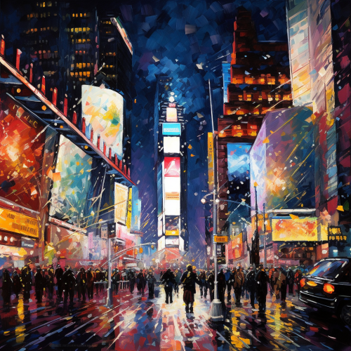 4. Impressionistic portrayal of New Year's Eve in Times Square