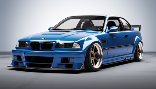 4. Stunning blue BMW E36 M3 on white background