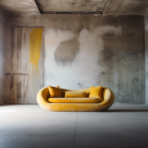 Vintage 1940s Space-age Sofa in Concrete Space