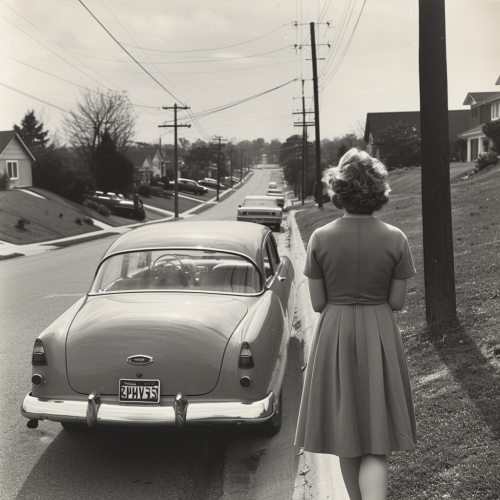 1950s suburbia woman vintage photo