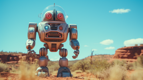 Robot walking in the Australian outback