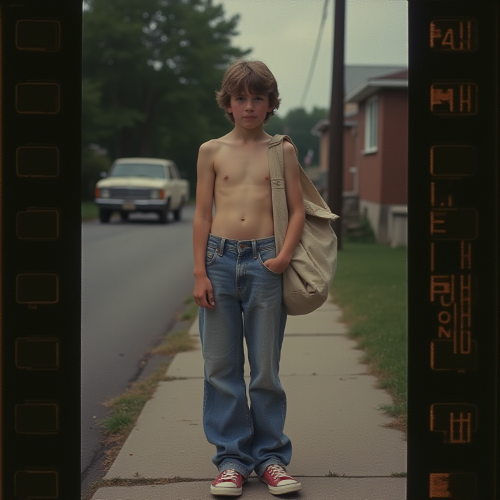 1980s Teen Delivering Newspapers in Summer Suburb