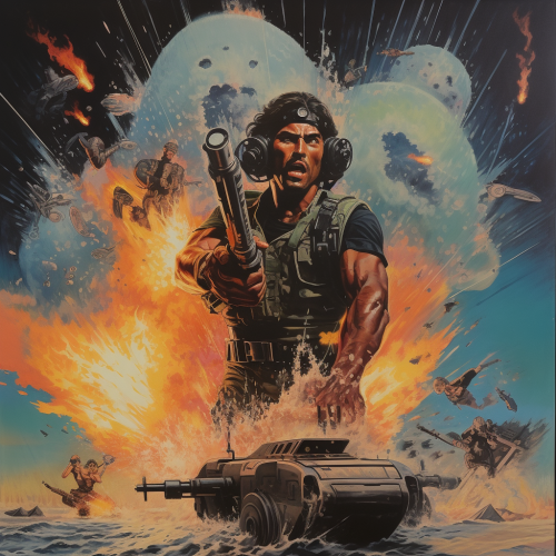 Sea lion in tactical gear engaged in explosive battle