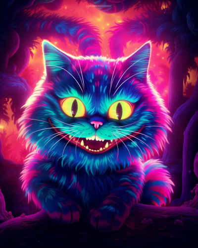 Glowing 1980s Cheshire Cat art