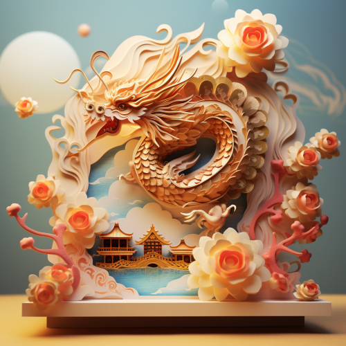 Colorful dragon greeting card