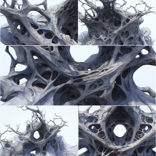 3D-printed oak tree sculpture with LED lights, textures, engravings.