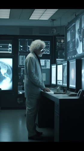 Einstein contemplating video buffering in digital analysis chamber Einstein contemplating video buffering in digital analysis chamber