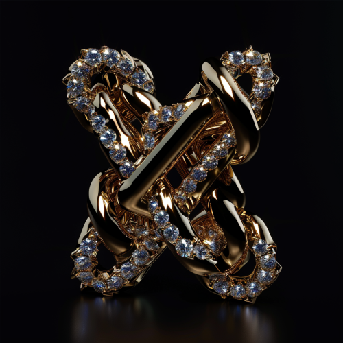 Gold chain 3D typography design