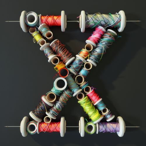 Thread needles 3D typography image