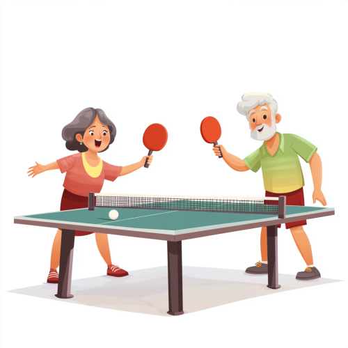 4 People Playing Ping Pong Cartoon Animation