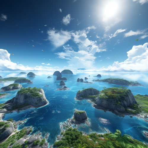 Beautiful 4K Skydome with Blue Sky, Ocean, and Islands