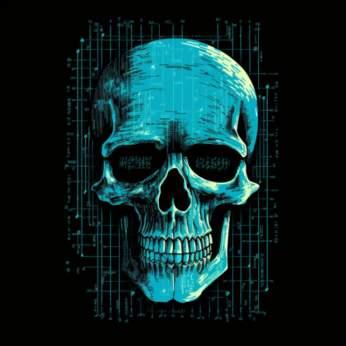 8 Bit Skull Flat Logo ASCII Art