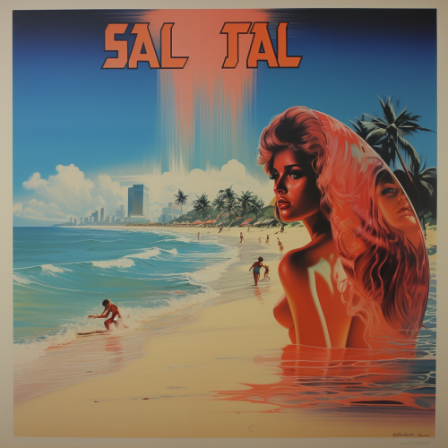 Colorful 80s Cartoon Beach Film Poster