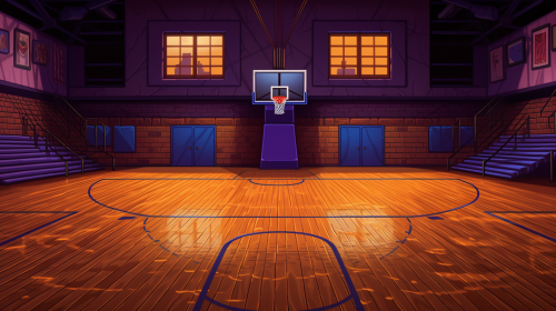 Retro basketball court pixel art