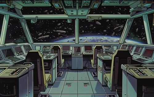 Spaceship crew seats 90s anime