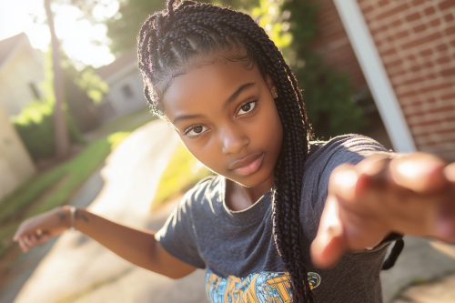 A 15-year-old black girl in Georgia poses